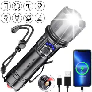990000lm Super Bright 30W LED Flashlight Rechargeable Tactical Police Zoom Torch - Picture 1 of 15