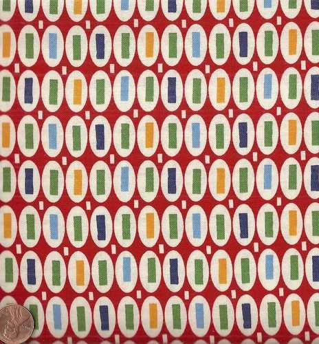 Fairy Tale Friends red ovals American Jane Moda fabric retro - Image 1 of 1