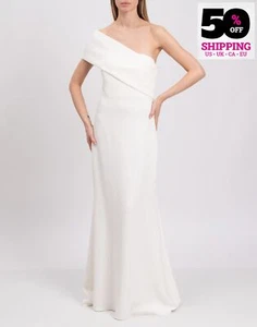 RRP €1120 BADGLEY MISCHKA Mermaid Wedding Dress US10 UK14 IT46 XL One Shoulder - Picture 1 of 12