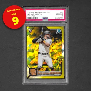 Heliot Ramos 2022 Bowman Cromo Zaffiro Giallo Rifrattore RC #96/50 Giganti - Foto 1 di 2
