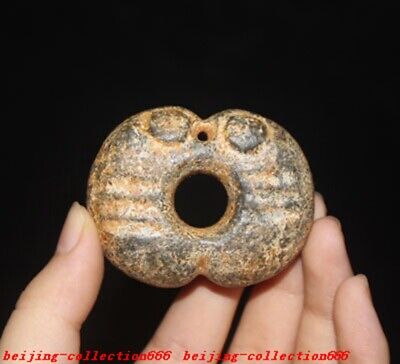 2.2  China Hongshan Culture Old Jade Carved Feng Shui Sacrifice Insect Pendant • 25$