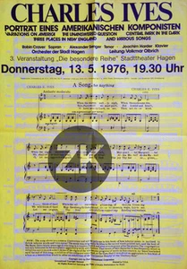 CHARLES IVES Compositeur AMERICAN ORIGINAL Musique Avant-Garde Affiche 1976 - Picture 1 of 1