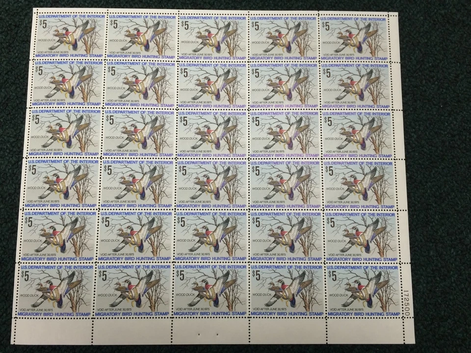 1975 US Federal Migratory Waterfowl Duck Stamp RW41 MNH Full Sheet Of 30 - Image 1 of 1
