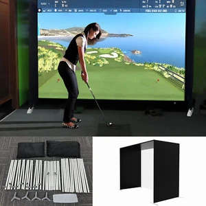 Golf Simulator Enclosure Nets 14 x 8.5 ft W/ HD Impact Display Projection Screen - Picture 1 of 13
