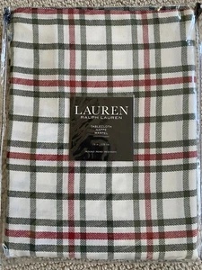 Ralph Lauren Cotton Blend 70" Round Red Green White Christmas Plaid Tablecloth - Picture 1 of 7