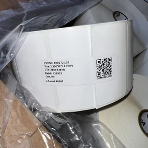 Zebra 800272-125 Label Paper 2.25 x 1.25in Thermal Transfer 4000T 12 Rolls x2100 - Picture 1 of 3