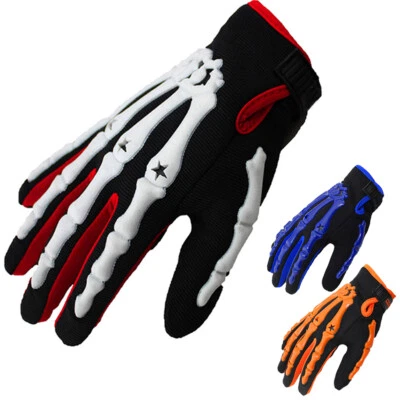 Hombres Ciclismo Carreras Dedo Completo Guantes Motocicleta Calavera Hueso Esqueleto Guantes Góticos Foto 1 de 4