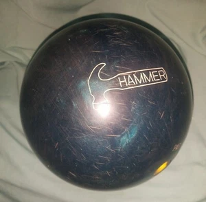 Vintage 1990's Dark Blue Hammer 16lb Pre-Drilled Urethane Hammer Bowling Ball - Picture 1 of 8