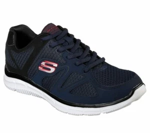 Skechers Verse-Flash Point Mens Navy Sports Gym Walking Lace Up Trainers - Picture 1 of 6