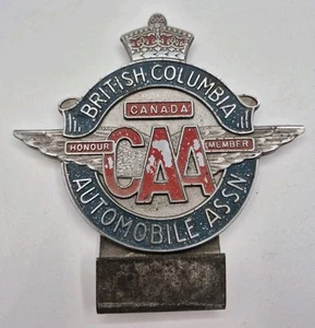CAA BRITISH COLUMBIA AUTOMOBILE ASSN. LICENSE PLATE TOPPER BADGE METAL PO - Picture 1 of 8