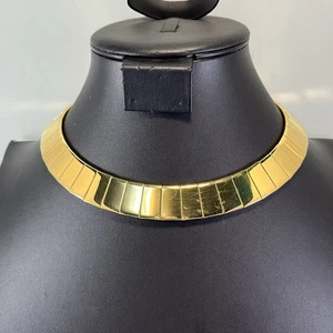 Gargantilla Collar Napier Tono Dorado Cuadrado Eslabones Segmentados Firmado - Imagen 1 de 8