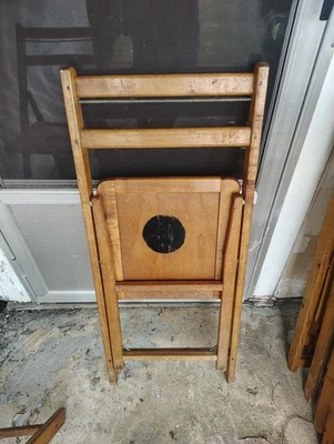 Vintage Wooden Folding Chair Solid Wood And Metal   - Image 1 of 4