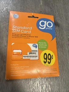 ATT Standard GO Sim Card For GSM Prepaid Cellphone Service No Contract - Picture 1 of 2
