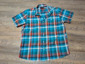 Camisa Mountain Hardwear Para Hombres A Cuadros Azul Abotonada Manga Corta Talla XL - Imagen 1 de 4