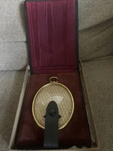 NOS Set VTG 1930s Gold Plate Oval Picture Frame Art Deco Bubble Glass Scharling - Picture 1 of 7