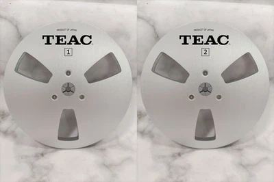 Un par de carretes de cinta de aluminio cepillado de alta calidad plateado TEAC de 7"" carrete de recogida Foto 1 de 4
