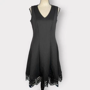 Donna Ricco V-Neck Scuba Dress Women's 8 Black Knee Length Sleeveless NWT - Picture 1 of 8