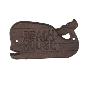 Coastal Beach House Whale Door Sign Cast Iron Nautical Ocean Wall Art Home Decor - Picture 1 of 4