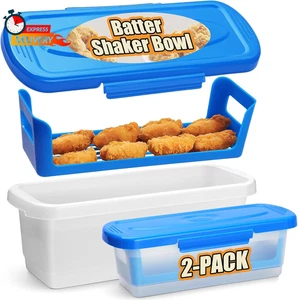 Teigschüssel mit Deckel, 2er Pack Fischteig Shaker, Better Breader Shaker Schüssel mit - Bild 1 von 12