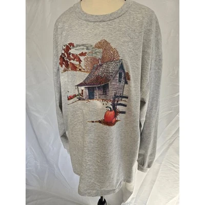 Camiseta De Colección Otoño Cabaña Calabaza Hojas de Otoño Gráfico 2X Foto 1 de 4