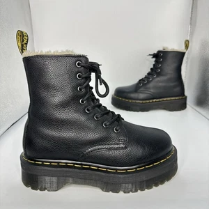 Dr. Martens-Jadon FL Damen Größe 7 US EU 38 Schwarz Plateau Stiefel Kunstfell Gefüttert Reißverschluss - Bild 1 von 14