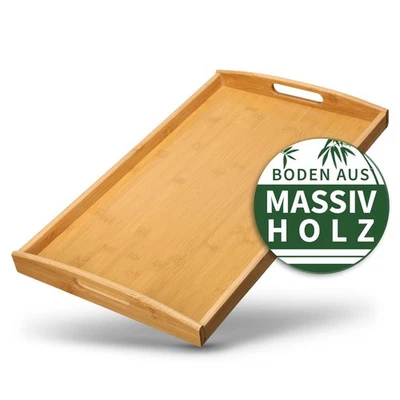 Tablett Serviertablett Bambus Serviertablett Holztablett Serving Tray 50x30 cm - Bild 1 von 4