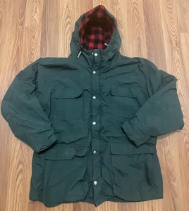 VINTAGE L.L.Bean Jacket Mens Large Green Hooded Baxter State Parka Made USA 80s - Picture 1 of 9