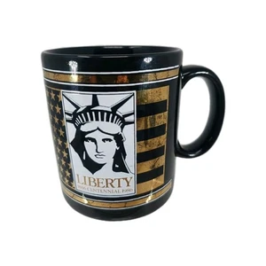 Statue of Liberty Coffee Mug VTG 1982 Keep The Torch Lit Black Gold Centennial - Picture 1 of 13