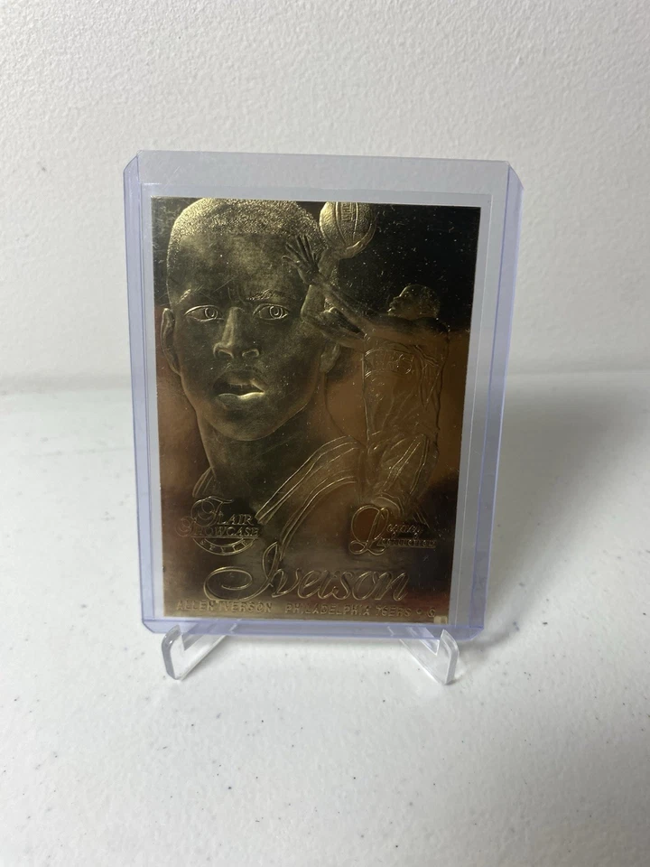 Tarjeta dorada de 23 quilates 1999-00 reimpresiones Fleer - 1996-97 Flair Showcase Allen Iverson Foto 1 de 2