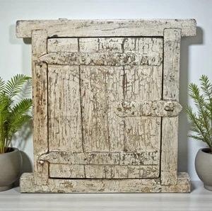 Antico decoro parete legno piccola finestra originale vecchio fatto a mano nuovo dipinto - Foto 1 di 6