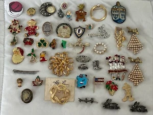 Vintage Konvolut 46 Nachlass Sammlung Broschen Anstecknadel Damen Herren Vintage gold silberfarben - Bild 1 von 24