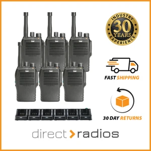 6x Entel DX482 Digital UHF Two Way Radio Walkie Talkie with 6 Way Charger - Picture 1 of 8