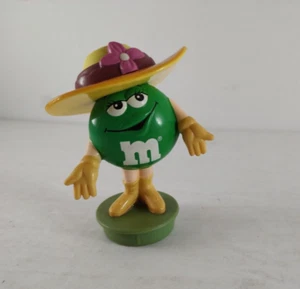 Vintage 1998 Mars Inc grün M&M mit Hut 3" Figur Candy Topper - Bild 1 von 7