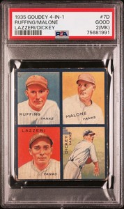 1935 Goudey 4-In-1 - #7D Ruffing/Lazzeri/Dickey/Malone - PSA 2 