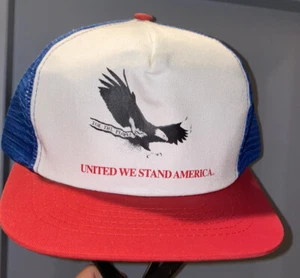 Vintage Red White Blue USA United We Stand For The People Trucker Hat Cap - Picture 1 of 3