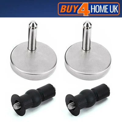 Large Toilet Seat Fixings - Top Fix WC Blind Quick Release Chrome Circle Hinges