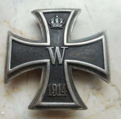 Orden Preußen Eisernes Kreuz 1 Klasse EK 1wk 2 x Gegenhaken 800 Silber Gravur - Bild 1 von 4