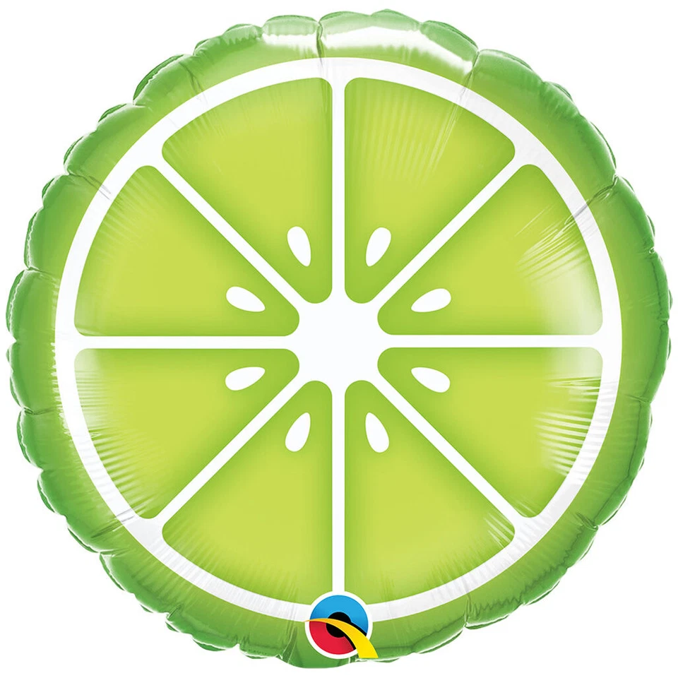 Lime Slice Summer Tropical Sour Fruit 18" Jr Shape Foil Balloon, Green White - Image 1 of 1