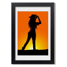 Tulup Picture MDF Framed Wall Decor 20x30cm Image Room Cowgirl Silhouette