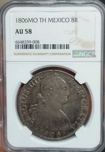 CARLOS IV 8 Reales 1806 Mo Mexico TH AU58 - Imagen 1 de 3