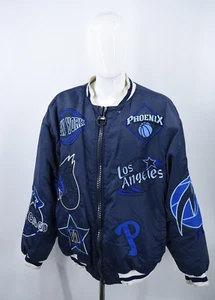 Vintage Dtek Embroidered Basketball Patches Satin Insulated Bomber Jacket 3XL - Picture 1 of 24