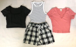 Mixed Lot Junior Teen Girl Sz M Cropped Tank Tops & Shorts Zara Shein Bundle - Picture 1 of 6