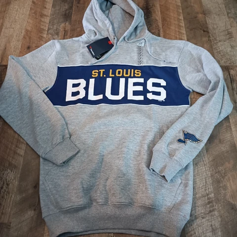 Fanatics St. Louis Blues Men's Size LT Pullover Hoodie Sweatshirt Gray Blue Cover