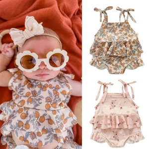 Infant Baby Girl Swimsuit Strap Ruffle Floral Bikini Swimwear Bathing Beach Wear - Picture 1 of 14