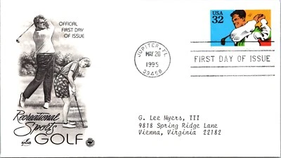 FDC 1995 SC #2965a Artcraft Cachet, Golf - Jupiter, FL  - Single - J1159 - Image 1 of 2