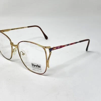 Vintage Eyeglasses FRAMES ONLY  Sferoflex Santina Floral Burst Pink  Gold BerDel - Image 1 of 4