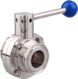 1-1/4" Sanitary Butterfly Valve with Pull Handle Stainless Steel 304 Tri Clamp - Picture 1 of 14