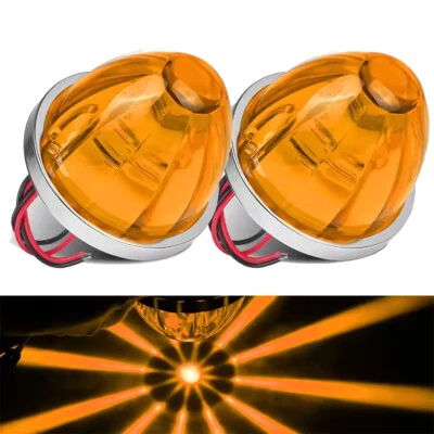 12V24V Side Marker Lights LED Truck Trailer Round Bullet Light Amber Red Lamps - Image 1 of 4