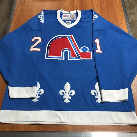 (READ) CCM Peter Forsberg Quebec Nordiques NHL Jersey Avalanche Vintage Blue XL Cover