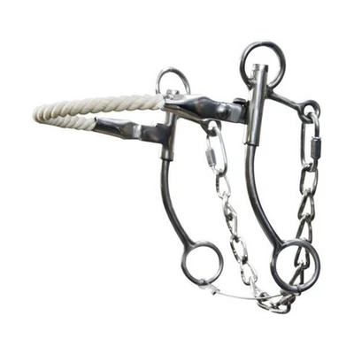 Broca Western Hackamore de acero inoxidable con nariz de cuerda, vástagos de 7" Foto 1 de 4